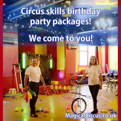 Circus skills children's parties.
